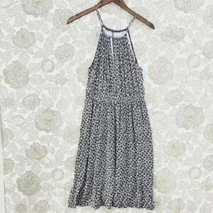 Loft Beach High neck‎ Floral Midi Tank Dress Keyhole  Size S Unlined